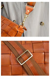 Handwoven Full Grain Leather Crossbody Bag | Vintage Women's Shoulder Bag
