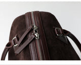 Vintage Suede Boston Bag for Women | Maillard-Tone Pillow Handbag with Detachable Strap | Niche Handcrafted Commuter Crossbody Bag