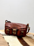 Vintage Distressed Leather Saddle Bag | Unisex Crossbody Shoulder Bag | Full Grain Cowhide Handbag