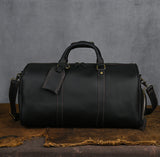 Handmade Full Grain Leather Duffle Bag – Vegetable-Tanned Cowhide Holdall | Brass Hardware, YKK Zippers & Padded Shoulder Strap