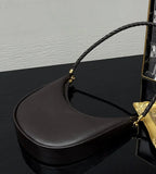 Braided Strap Lambskin Leather Hobo Bag | Handheld, Shoulder, and Crossbody Crescent Bag