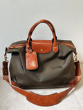 Recycled nylon cowhide work tote base close-up – showing base stitching and structure