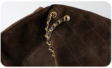 Quilted Suede Chain Flap Bag for Women | Vintage Matte Cowhide Shoulder & Crossbody Messenger Purse | Diamond-Quilted Autumn Winter Bag in Four Sizes