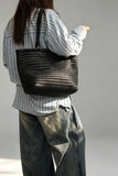 Handwoven Basket Tote Bag | Vegetable-Tanned Italian Cowhide Hand-Carry Bag | Minimalist Summer Commuter Style