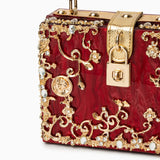 Acrylic Evening Clutch Bag, Box Handbag with Metal Carving & Rhinestone for Women