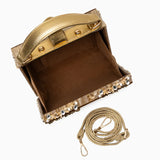 Acrylic Evening Clutch Bag, Box Handbag with Metal Carving & Rhinestone for Women