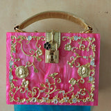 Acrylic Evening Clutch Bag, Box Handbag with Metal Carving & Rhinestone for Women