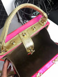 Acrylic Evening Clutch Bag, Box Handbag with Metal Carving & Rhinestone for Women