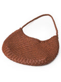 Artisanal Braided Leather Summer Crescent, Handwoven Leather Hobo Bag, Full Grain Underarm Bag