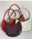 Artisanal Braided Leather Basket Bag, Handwoven Leather Hobo Bag, Full Grain Underarm Bag