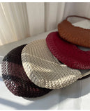 Artisanal Braided Leather Summer Crescent, Handwoven Leather Hobo Bag, Full Grain Underarm Bag