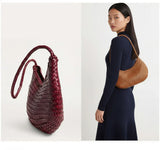 Artisanal Braided Leather Summer Crescent, Handwoven Leather Hobo Bag, Full Grain Underarm Bag