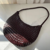 Artisanal Braided Leather Summer Crescent, Handwoven Leather Hobo Bag, Full Grain Underarm Bag