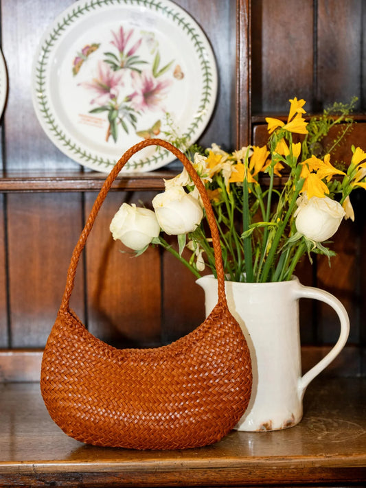 Artisanal Braided Leather Summer Crescent, Handwoven Leather Hobo Bag, Full Grain Underarm Bag