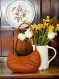 Artisanal Braided Leather Summer Crescent, Handwoven Leather Hobo Bag, Full Grain Underarm Bag