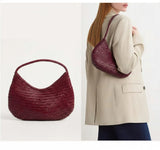 Artisanal Braided Leather Summer Crescent, Handwoven Leather Hobo Bag, Full Grain Underarm Bag