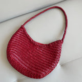 Artisanal Braided Leather Basket Bag, Handwoven Leather Hobo Bag, Full Grain Underarm Bag