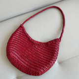 Artisanal Braided Leather Summer Crescent, Handwoven Leather Hobo Bag, Full Grain Underarm Bag