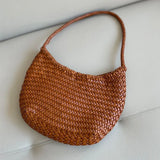 Artisanal Braided Leather Summer Crescent, Handwoven Leather Hobo Bag, Full Grain Underarm Bag