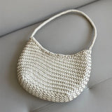 Artisanal Braided Leather Summer Crescent, Handwoven Leather Hobo Bag, Full Grain Underarm Bag