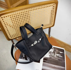 Authentic Pebbled Grain Leather Bucket Shoulder Bag, Luxury Silver Buckle Handbag | Spacious Crossbody Shoulder Bag for Women Authentic Pebbled Grain Leather Bucket Shoulder Bag, Luxury Silver Buckle Handbag | Spacious Crossbody Shoulder Bag for Women