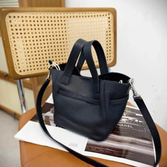 Authentic Pebbled Grain Leather Bucket Shoulder Bag, Luxury Silver Buckle Handbag | Spacious Crossbody Shoulder Bag for Women Authentic Pebbled Grain Leather Bucket Shoulder Bag, Luxury Silver Buckle Handbag | Spacious Crossbody Shoulder Bag for Women