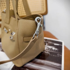 Authentic Pebbled Grain Leather Bucket Shoulder Bag, Luxury Silver Buckle Handbag | Spacious Crossbody Shoulder Bag for Women Authentic Pebbled Grain Leather Bucket Shoulder Bag, Luxury Silver Buckle Handbag | Spacious Crossbody Shoulder Bag for Women