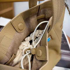 Authentic Pebbled Grain Leather Bucket Shoulder Bag, Luxury Silver Buckle Handbag | Spacious Crossbody Shoulder Bag for Women Authentic Pebbled Grain Leather Bucket Shoulder Bag, Luxury Silver Buckle Handbag | Spacious Crossbody Shoulder Bag for Women