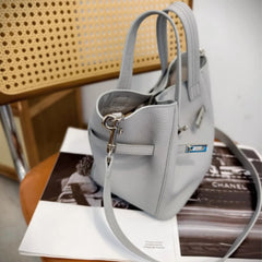Authentic Pebbled Grain Leather Bucket Shoulder Bag, Luxury Silver Buckle Handbag | Spacious Crossbody Shoulder Bag for Women Authentic Pebbled Grain Leather Bucket Shoulder Bag, Luxury Silver Buckle Handbag | Spacious Crossbody Shoulder Bag for Women