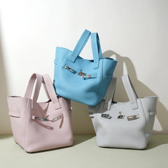 Authentic Pebbled Grain Leather Bucket Shoulder Bag, Luxury Silver Buckle Handbag | Spacious Crossbody Shoulder Bag for Women Authentic Pebbled Grain Leather Bucket Shoulder Bag, Luxury Silver Buckle Handbag | Spacious Crossbody Shoulder Bag for Women