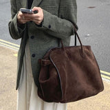 Autumn & Winter Italian Suede Leather Large Commuter Tote, Fashion Women's Shoulder & Crossbody Bag