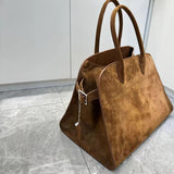 Autumn & Winter Italian Suede Leather Large Commuter Tote, Fashion Women's Shoulder & Crossbody Bag