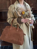 Autumn & Winter Italian Suede Leather Large Commuter Tote, Fashion Women's Shoulder & Crossbody Bag