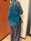 Autumn & Winter Italian Suede Leather Large Commuter Tote, Fashion Women's Shoulder & Crossbody Bag