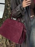 Autumn & Winter Italian Suede Leather Large Commuter Tote, Fashion Women's Shoulder & Crossbody Bag