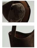 Autumn & Winter Suede Leather Bucket Bag | Women's Minimalist Shoulder Tote