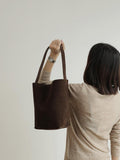 Autumn & Winter Suede Leather Bucket Bag | Women's Minimalist Shoulder Tote