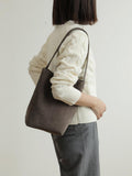 Autumn & Winter Suede Leather Bucket Bag | Women's Minimalist Shoulder Tote