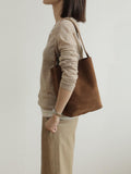 Autumn & Winter Suede Leather Bucket Bag | Women's Minimalist Shoulder Tote