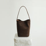 Autumn & Winter Suede Leather Bucket Bag | Women's Minimalist Shoulder Tote