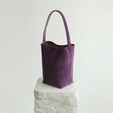 Autumn & Winter Suede Leather Bucket Bag | Women's Minimalist Shoulder Tote
