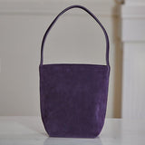 Autumn & Winter Suede Leather Bucket Bag | Women's Minimalist Shoulder Tote