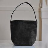 Autumn & Winter Suede Leather Bucket Bag | Women's Minimalist Shoulder Tote