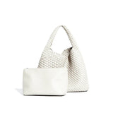 Handwoven Large Vegan Leather Tote Bag for Women