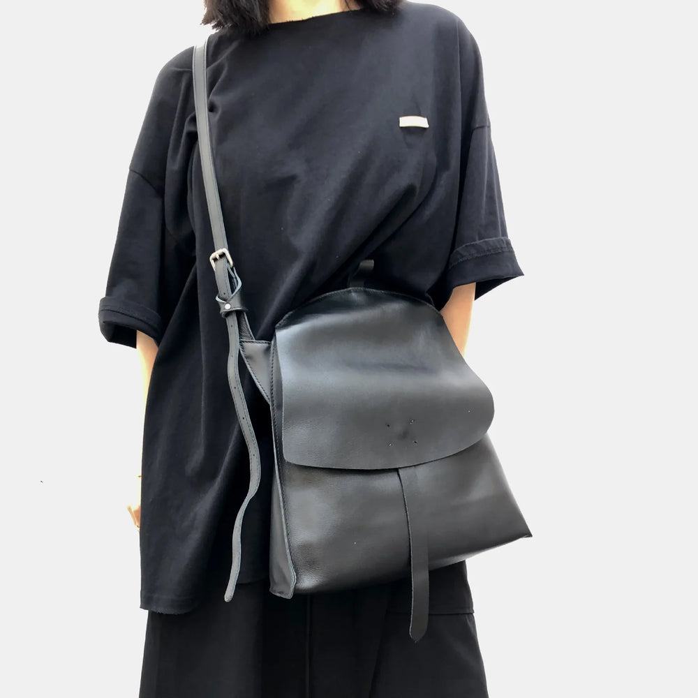 Black Shoulder 4 in 1, Convertible Backpack, Handcrafted Shoulder Bag, Leather Crossbody, Handbag With Long Strap, Women Backpack Bag - Image 5