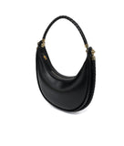 Braided Strap Lambskin Leather Hobo Bag | Handheld, Shoulder, and Crossbody Crescent Bag