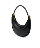 Braided Strap Lambskin Leather Hobo Bag | Handheld, Shoulder, and Crossbody Crescent Bag