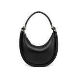 Braided Strap Lambskin Leather Hobo Bag | Handheld, Shoulder, and Crossbody Crescent Bag