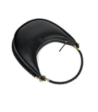 Braided Strap Lambskin Leather Hobo Bag | Handheld, Shoulder, and Crossbody Crescent Bag