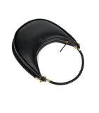 Braided Strap Lambskin Leather Hobo Bag | Handheld, Shoulder, and Crossbody Crescent Bag